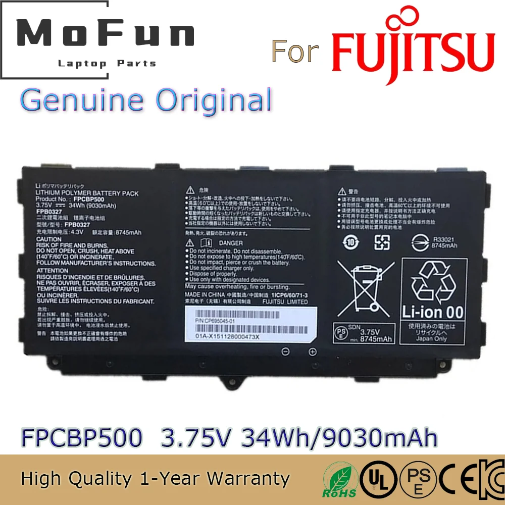 Brand New Original FPCBP500 3.75V 34Wh Laptop Battery for Fujitsu Arrows Tab Q506 Q507 FPB0327 CP695045-01
Brand New Original FPCBP500 3.75V 34Wh Laptop Battery for Fujitsu Arrows Tab Q506 Q507 FPB0327 CP695045-01