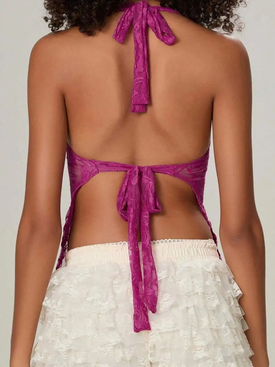 Womens Lace Halter Crop Top Backless Tie Up Sleeveless Vest Summer Streetwear Clubwear
Womens Lace Halter Crop Top Backless Tie Up Sleeveless Vest Summer Streetwear Clubwear