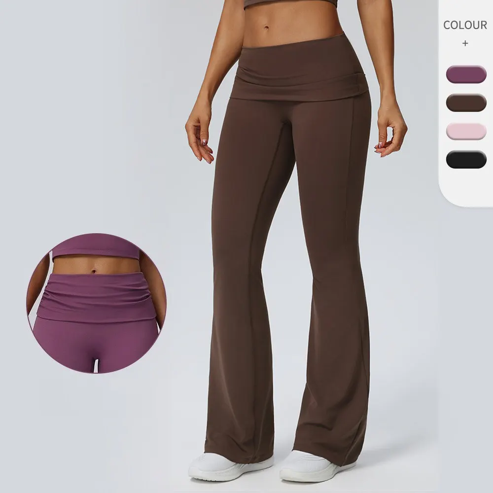 Women Fold Over Waist Yoga Flare Pants, Naked Feel Hip Lifting Long Pants, Outdoor Running Fitness Trousers
Women Fold Over Waist Yoga Flare Pants, Naked Feel Hip Lifting Long Pants, Outdoor Running Fitness Trousers