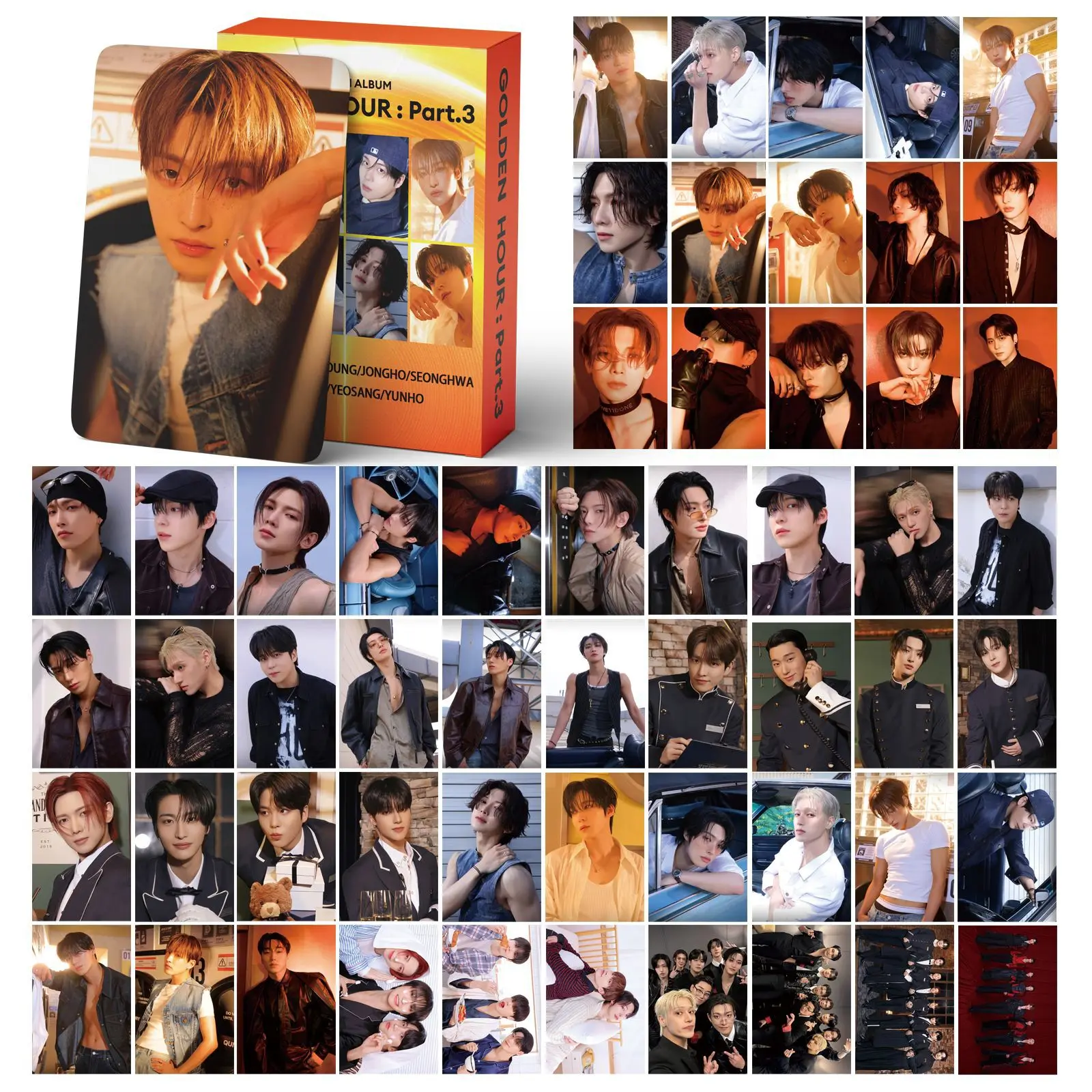55 шт./компл. новый альбом ATEEZ Idol Boy GOLDEN HOUR: деталь.3 ломо-карты Seonghwa Jongho HD печатные фотокарточки Hongjoong Yunho Fans Gift 
55 шт./компл. новый альбом ATEEZ Idol Boy GOLDEN HOUR: деталь.3 ломо-карты Seonghwa Jongho HD печатные фотокарточки Hongjoong Yunho Fans Gift