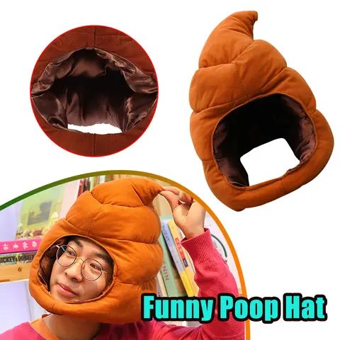 1 Uds. Gorro bonito de caca Emoji para adultos, gorro divertido y esponjoso para caca, taburete de felpa suave, gorro, disfraz, fiesta, foto, utilería, dispositivo para Selfie