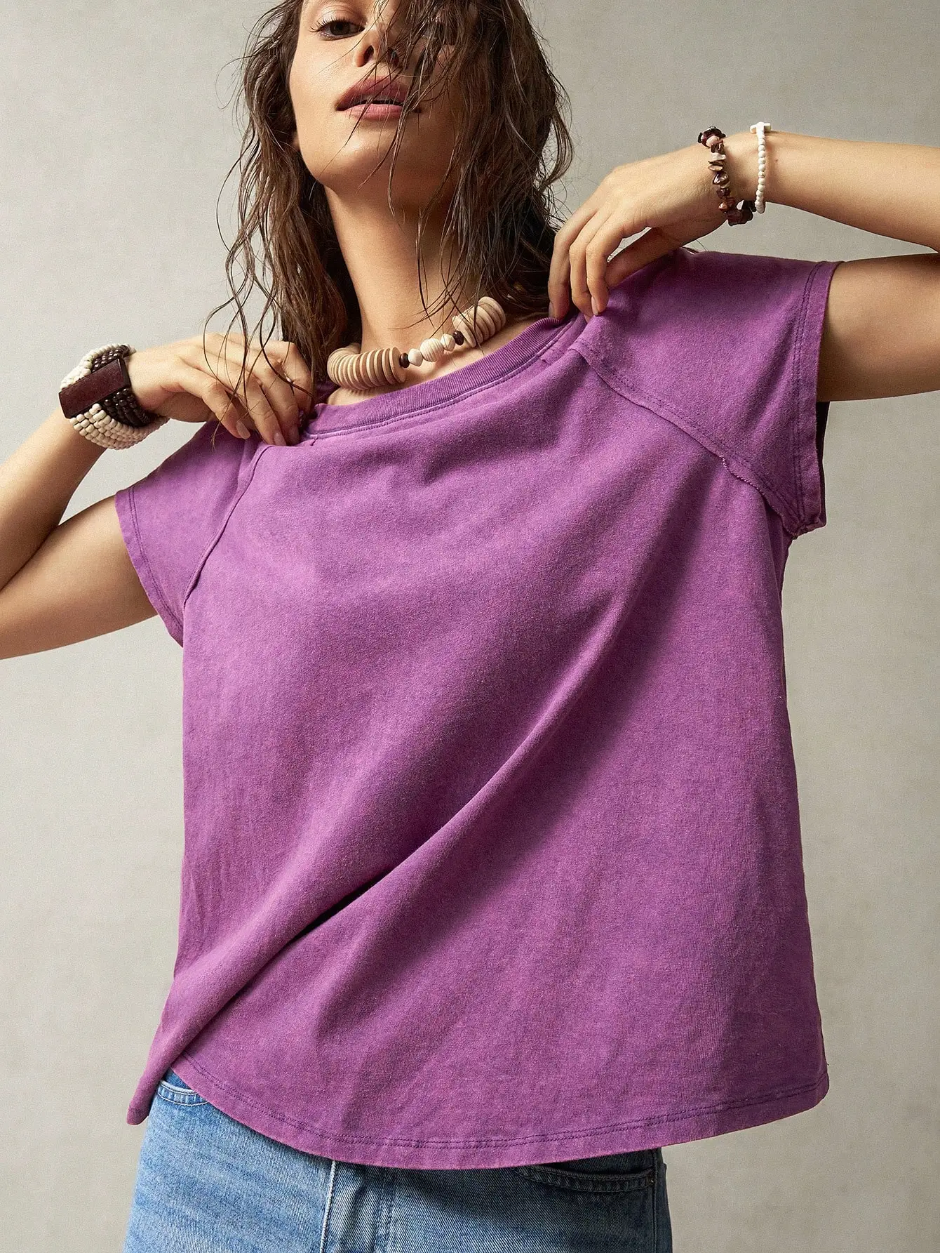 Purple Women's Casual Short Sleeve Crew Neck T-Shirt, Loose Fit for Vacation & Daily Wear
Purple Women's Casual Short Sleeve Crew Neck T-Shirt, Loose Fit for Vacation & Daily Wear