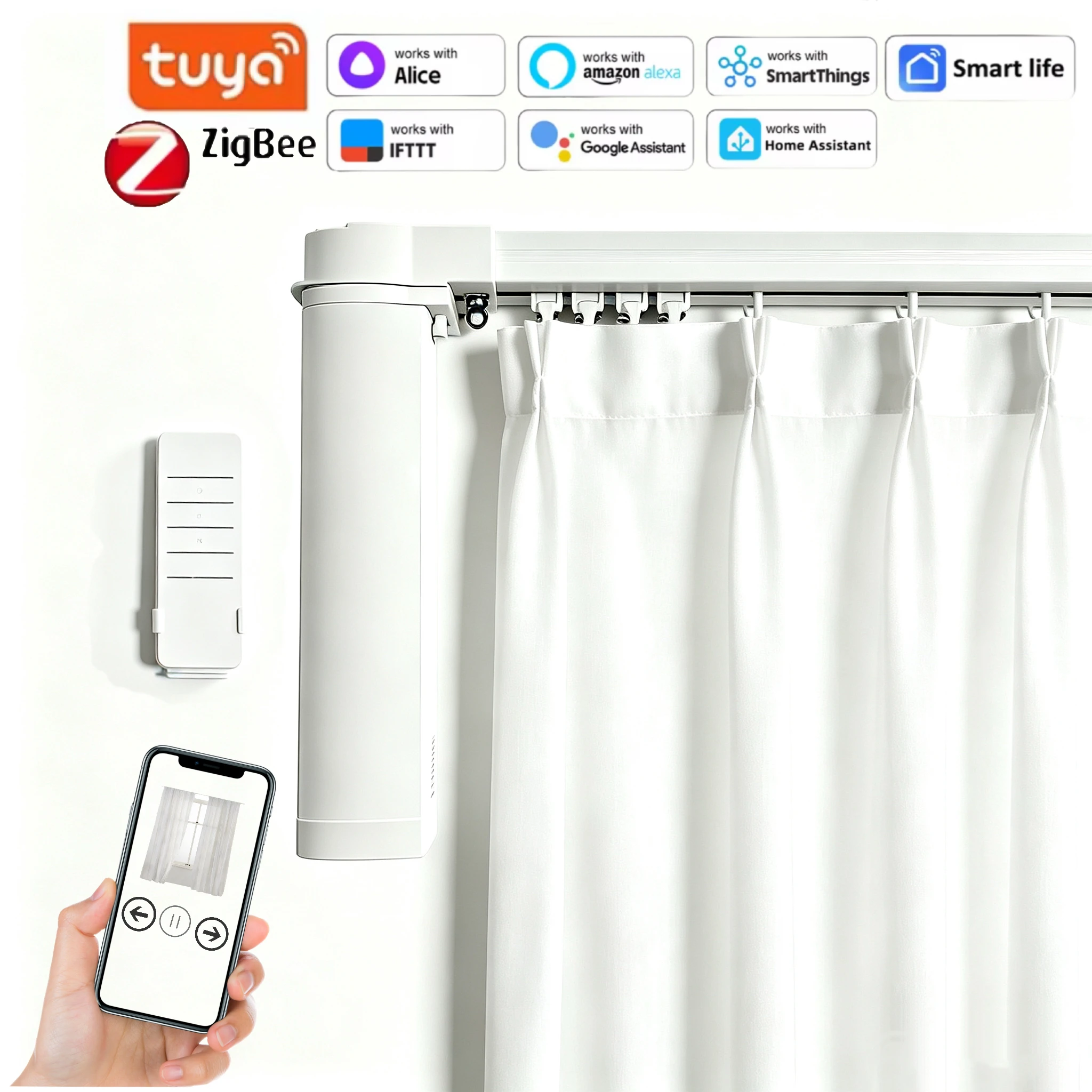 New arrival!Tuya Smart Life Zigbee Electric Smart Curtains Drive Motor Rail Rod Track System Support Google Assistant Alexa
New arrival!Tuya Smart Life Zigbee Electric Smart Curtains Drive Motor Rail Rod Track System Support Google Assistant Alexa