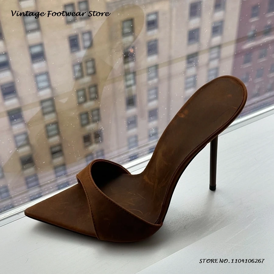 Sexy Women's High Heeled Suede Mules Pointed Open Toe 12cm Thin Heels Party Shoes Elegant Summer Pull On Evening Modern Slippers
Sexy Women's High Heeled Suede Mules Pointed Open Toe 12cm Thin Heels Party Shoes Elegant Summer Pull On Evening Modern Slippers