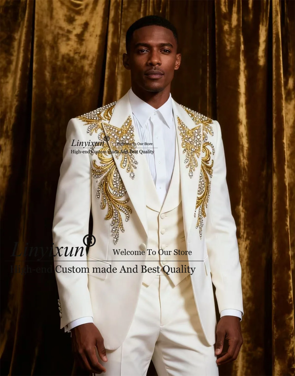 Блестящие смокинги со стразами и бисером, мужские костюмы по индивидуальному заказу, облегающий свадебный костюм Homme, комплекты из 3 предметов, вечерние пиджак для жениха
Блестящие смокинги со стразами и бисером, мужские костюмы по индивидуальному заказу, облегающий свадебный костюм Homme, комплекты из 3 предметов, вечерние пиджак для жениха