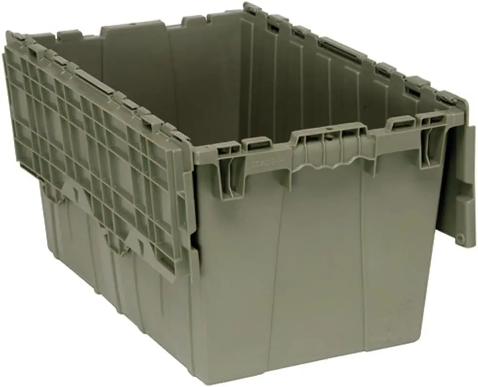 Distribution Container, Attached Lid, Heavy-duty Stackable Tote, 25-3/8"L X 16-1/4"W X 14-1/8"H, Durable Plas
Distribution Container, Attached Lid, Heavy-duty Stackable Tote, 25-3/8"L X 16-1/4"W X 14-1/8"H, Durable Plas