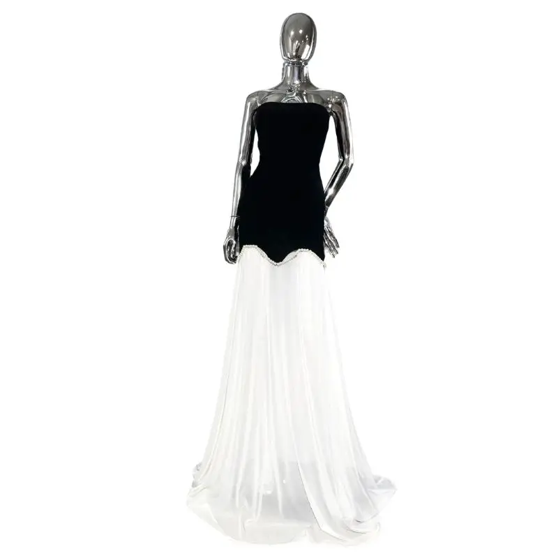 Luxury Vintage Black White Patchwork Prom Dress Pearl Beaded Scalloped Strapless Floor Length Gown Birthday Gala Dinner
Luxury Vintage Black White Patchwork Prom Dress Pearl Beaded Scalloped Strapless Floor Length Gown Birthday Gala Dinner