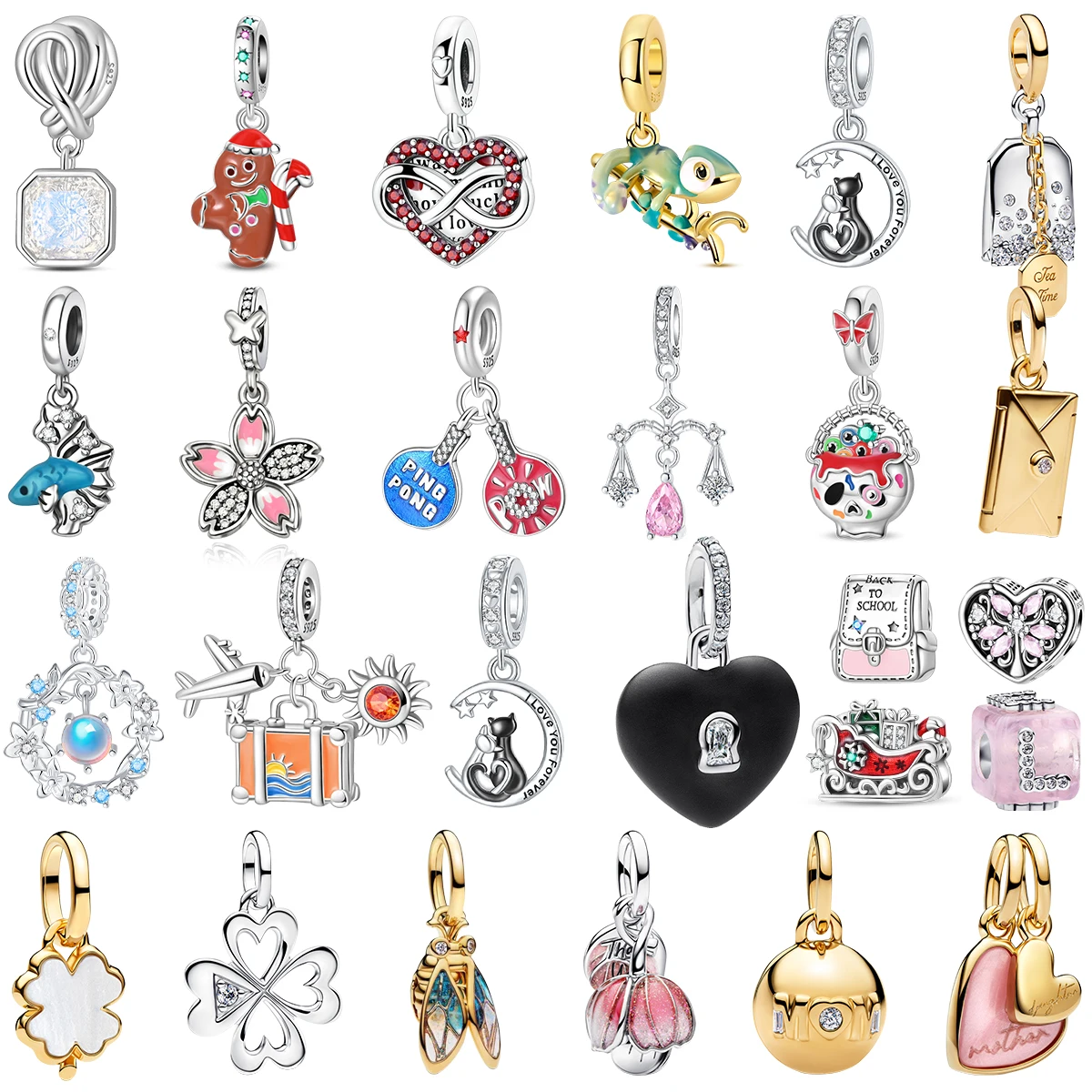 S925 Silver Charm Beads Plated Keychain Inlaid Gem Travel Infinity Heart Chameleon Cat Cherry Blossom DIY Bracelet Gift Jewelry
S925 Silver Charm Beads Plated Keychain Inlaid Gem Travel Infinity Heart Chameleon Cat Cherry Blossom DIY Bracelet Gift Jewelry