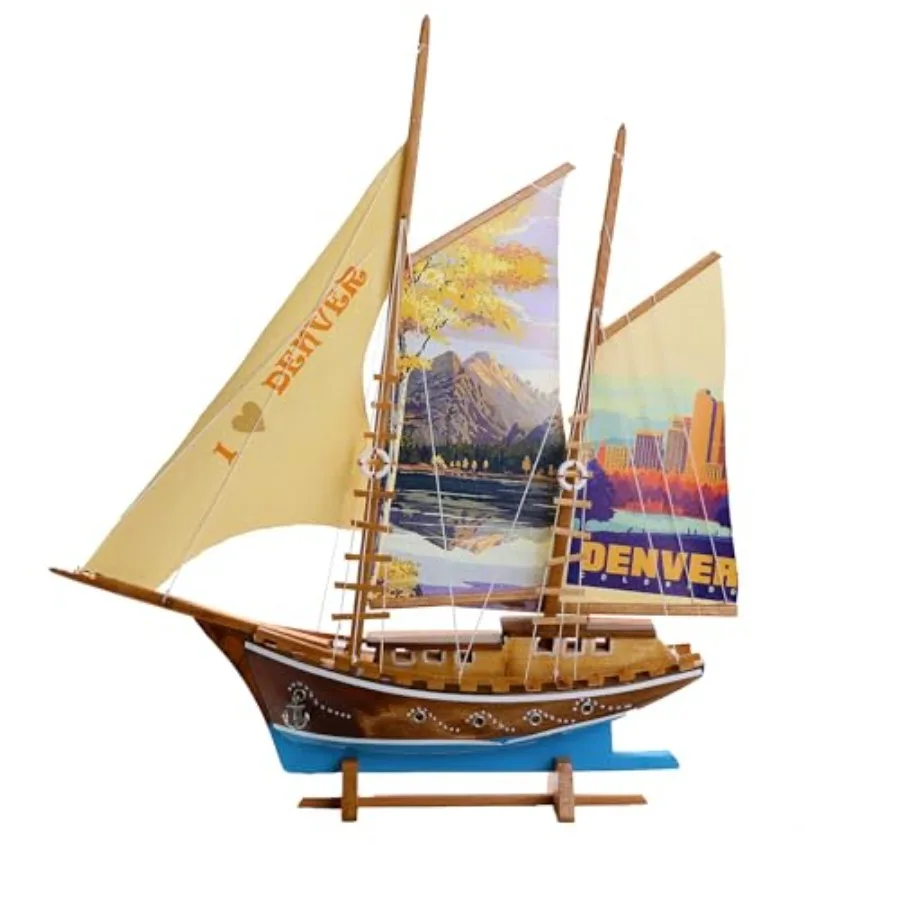 Handmade Denver printed fabric sailing yacht ship model: wooden, navy blue, traditional nautical miniature for home decor and g
Handmade Denver printed fabric sailing yacht ship model: wooden, navy blue, traditional nautical miniature for home decor and g