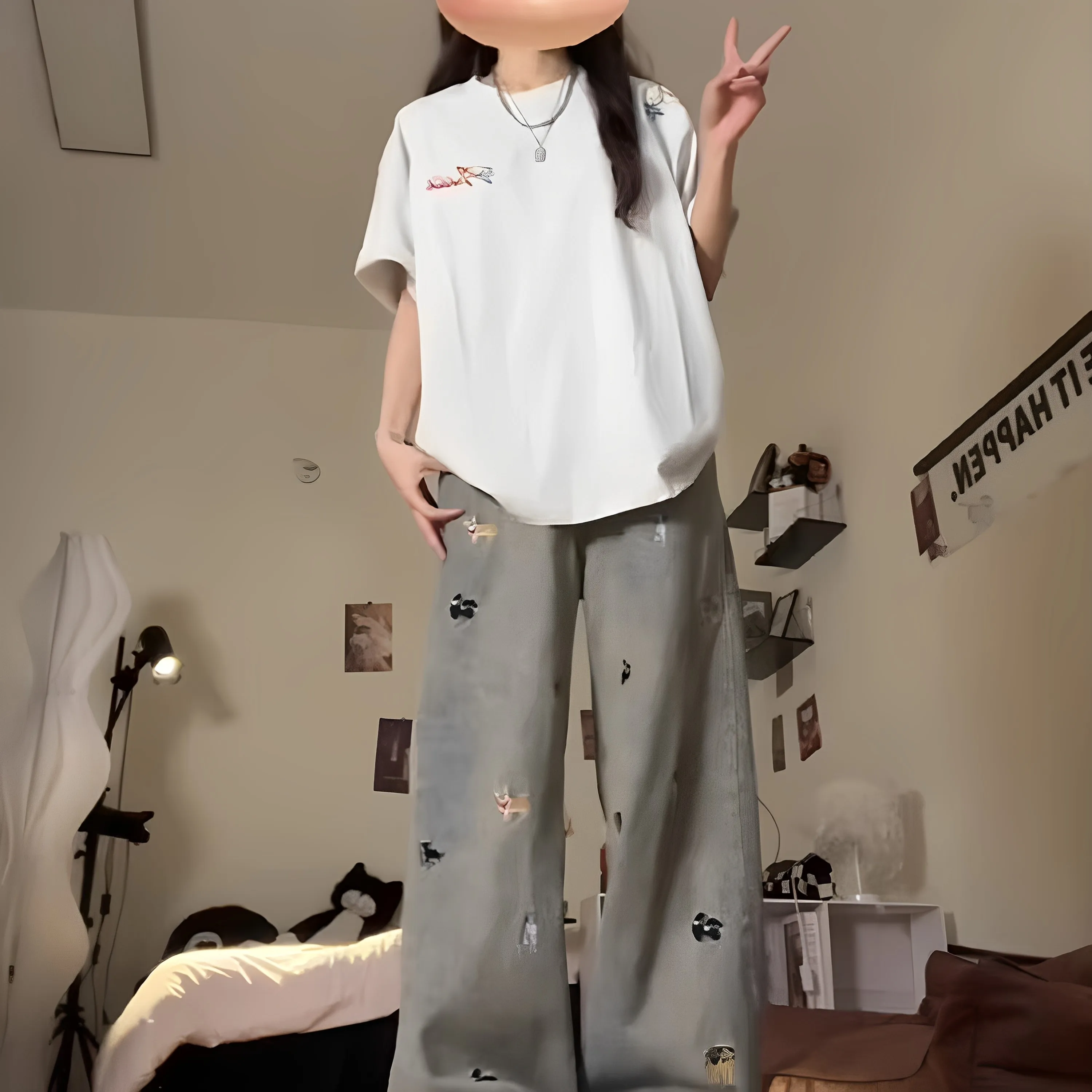 High Waist Wide Leg Denim Jeans Women's Loose Fit Embroidered Dog Design Floor Length Trousers Slimming Effect Casual Cotton
High Waist Wide Leg Denim Jeans Women's Loose Fit Embroidered Dog Design Floor Length Trousers Slimming Effect Casual Cotton