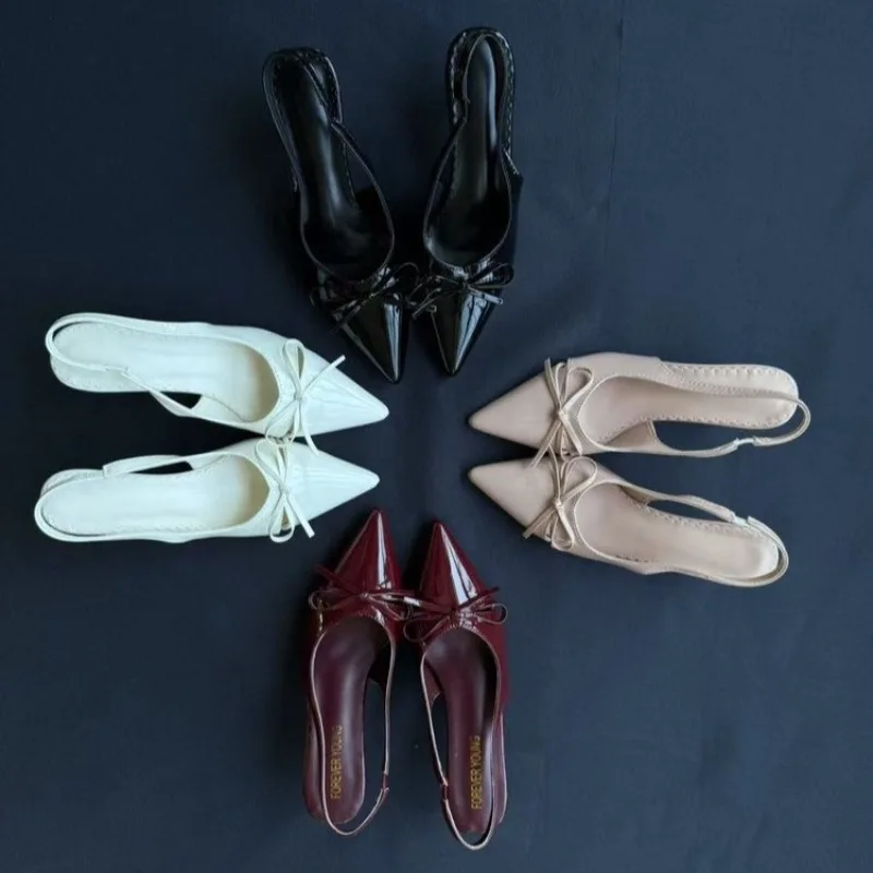 Women Pointed Toe Sandals Slingback Heels Bow Detail Patent Leather Party Wedding Shoes New Elegant Sexy High Heels Sapatos
Women Pointed Toe Sandals Slingback Heels Bow Detail Patent Leather Party Wedding Shoes New Elegant Sexy High Heels Sapatos