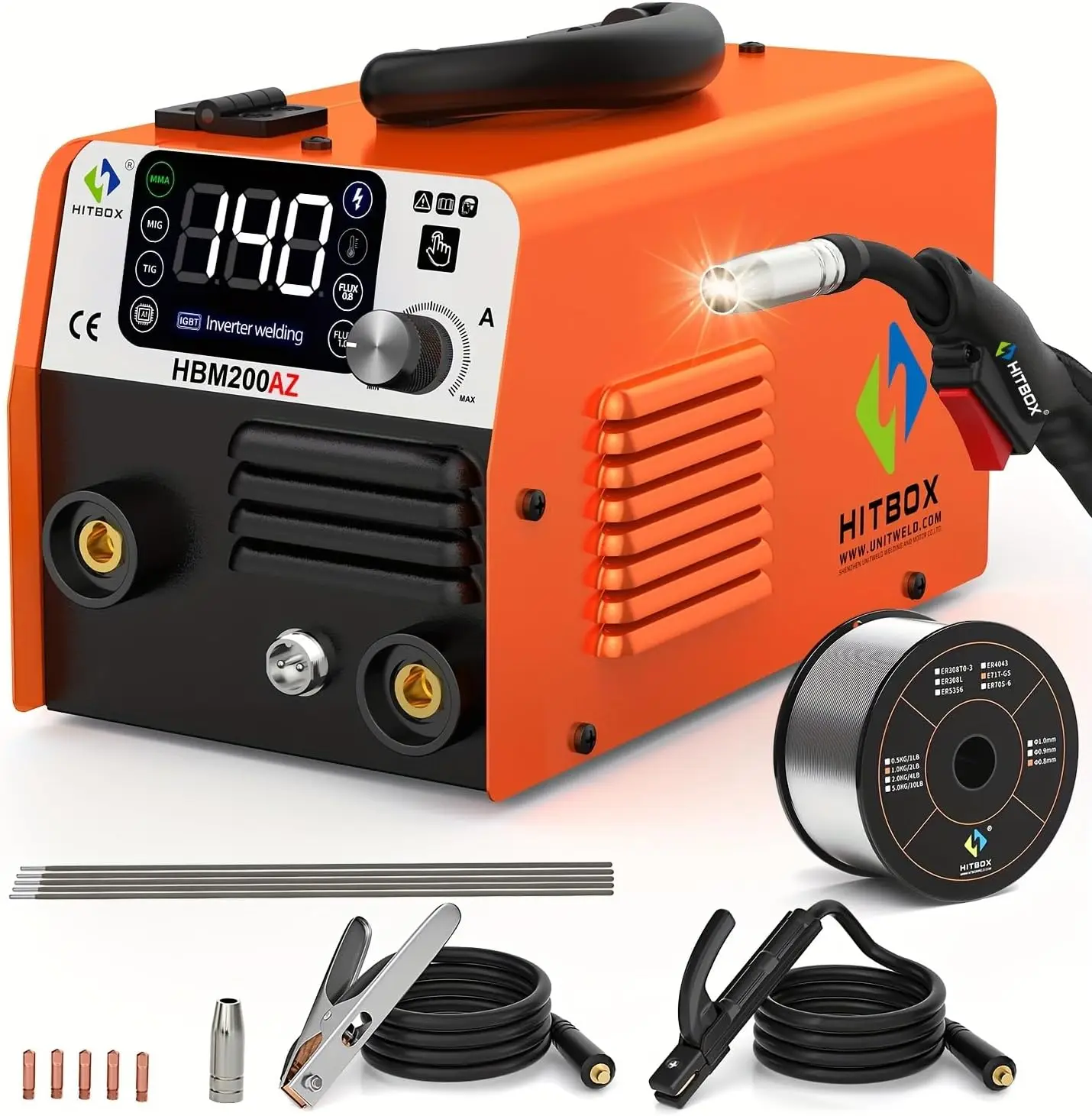 140A 3-in-1 Welder Machine: MIG, TIG, Stick Gasless with IGBT Inverter & LED Display
140A 3-in-1 Welder Machine: MIG, TIG, Stick Gasless with IGBT Inverter & LED Display