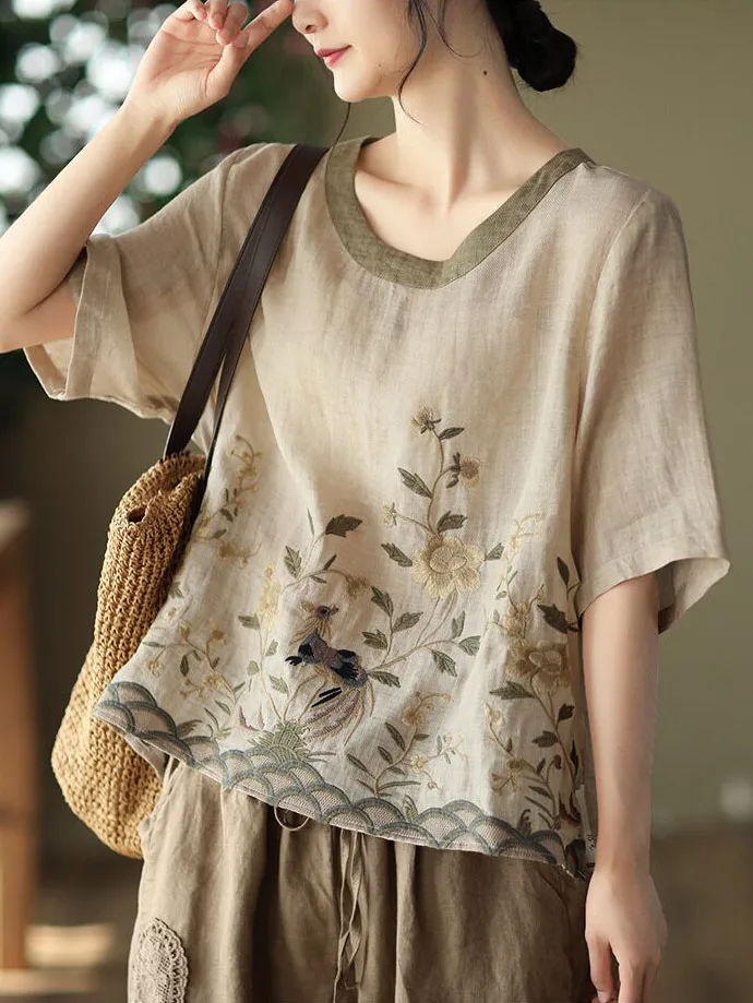 Casual Loose Cotton Linen Top Women's Summer Heavy Embroidery Thin Belly Covering Casual Cotton Linen f Sve Top
Casual Loose Cotton Linen Top Women's Summer Heavy Embroidery Thin Belly Covering Casual Cotton Linen f Sve Top