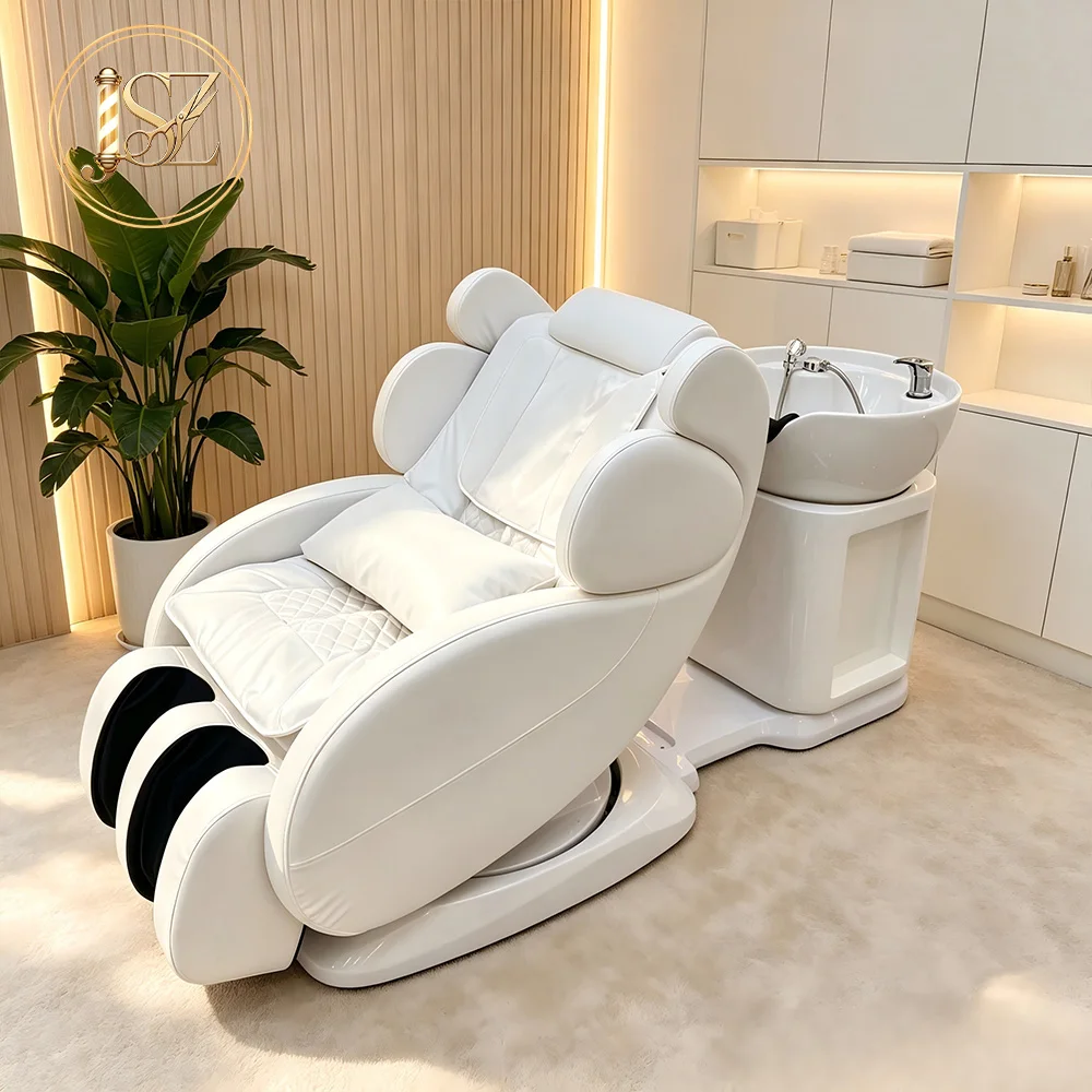 Rotatable Electric Reclining Massage Salon Chair Luxury White Design Hair Washing Chair Equipped With Basin
Rotatable Electric Reclining Massage Salon Chair Luxury White Design Hair Washing Chair Equipped With Basin