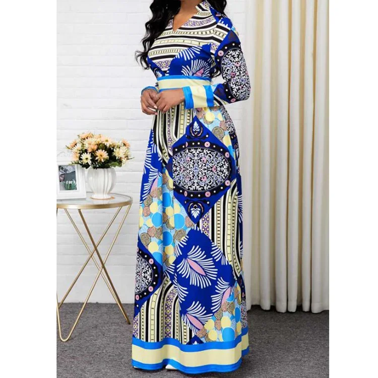 Elegant African V-neck Fashion Print Clothes For Women Maxi Dress High Quality Traditional Ethnic Party Nigerian Clothes
Elegant African V-neck Fashion Print Clothes For Women Maxi Dress High Quality Traditional Ethnic Party Nigerian Clothes