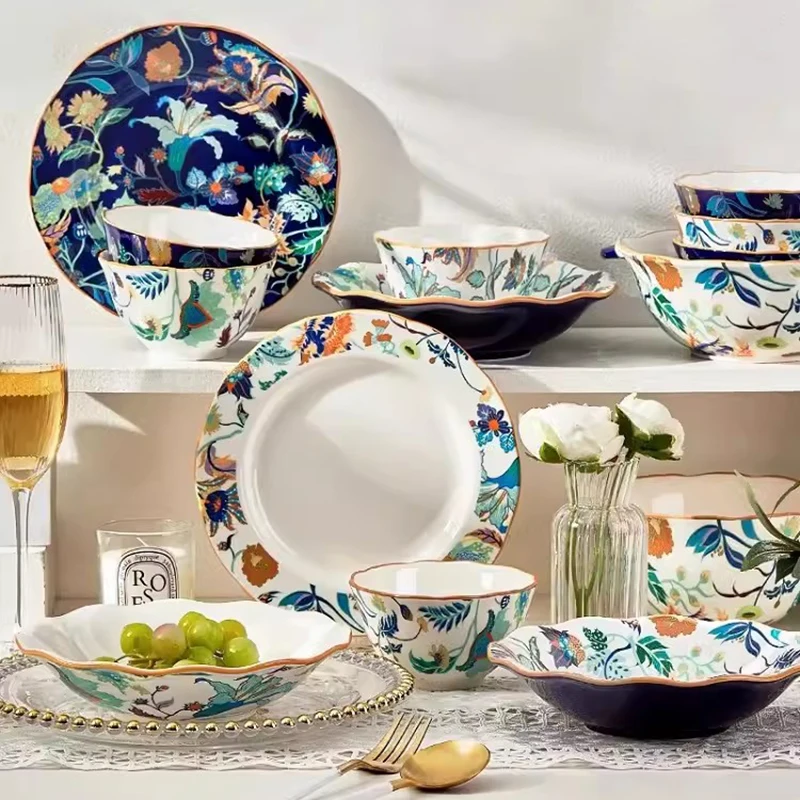 European Plant Flower Ceramic Bowl and Dish Set Household Light Luxury Bowl Dish and Chopstick Advanced Sense Tableware Gift Box
European Plant Flower Ceramic Bowl and Dish Set Household Light Luxury Bowl Dish and Chopstick Advanced Sense Tableware Gift Box