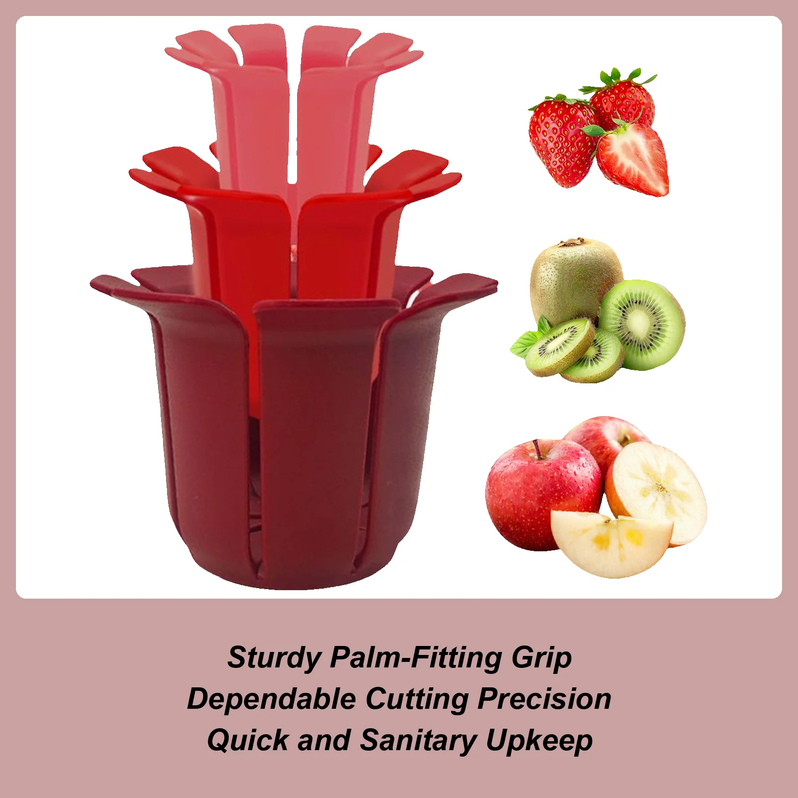 Cup Slicer 3 Pieces Fruit Slicer Kitchen Gadget, Non-slip Grip Cutter Tool for Food Prep Potato Salad Berry Vegetable Tomato
Cup Slicer 3 Pieces Fruit Slicer Kitchen Gadget, Non-slip Grip Cutter Tool for Food Prep Potato Salad Berry Vegetable Tomato