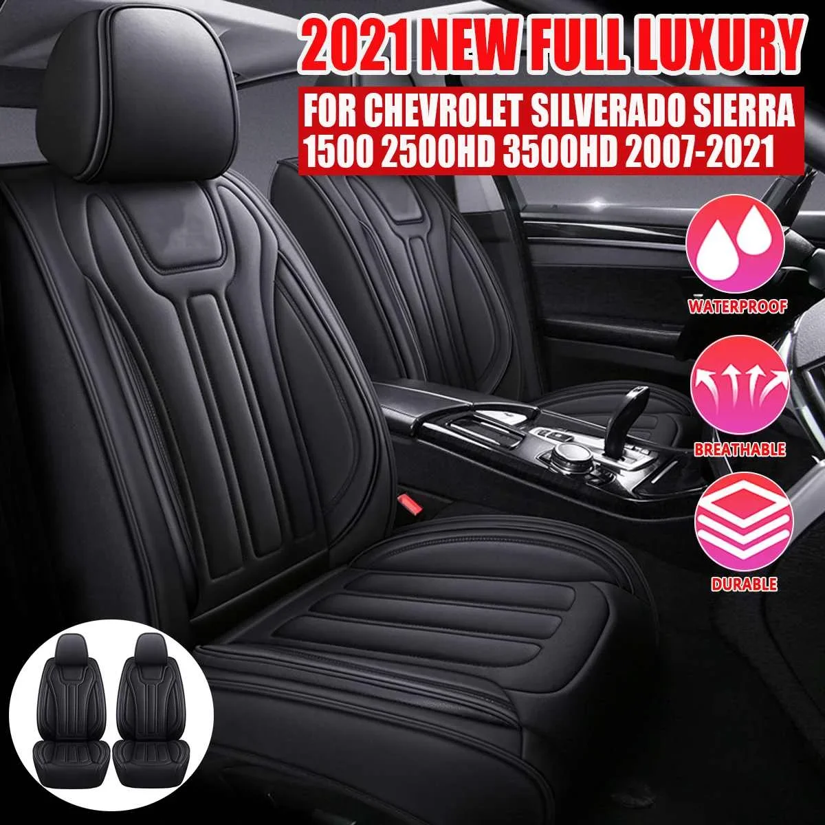 for Chevrolet 2PCS Car Front Seat Covers PU Leather Seat Cushion Cover Protector Silverado Sierra 1500 2500HD 3500HD 2007-2021
for Chevrolet 2PCS Car Front Seat Covers PU Leather Seat Cushion Cover Protector Silverado Sierra 1500 2500HD 3500HD 2007-2021