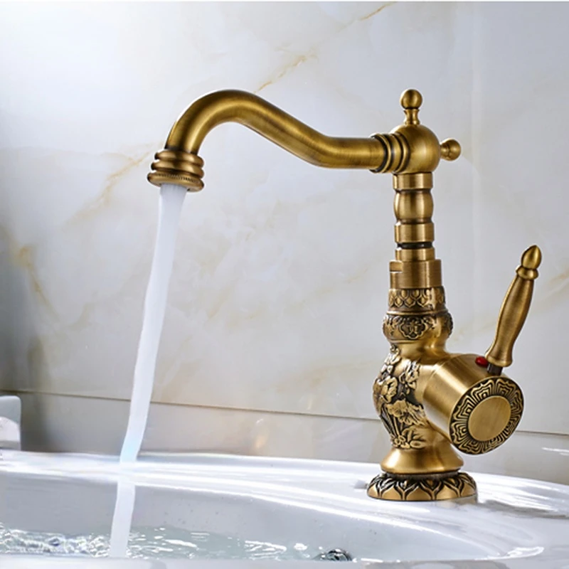 Brass Antique Faucet Hot&Cold Mixed Water Bathroom Sink Mixer Crane Single Handle Tap
Brass Antique Faucet Hot&Cold Mixed Water Bathroom Sink Mixer Crane Single Handle Tap