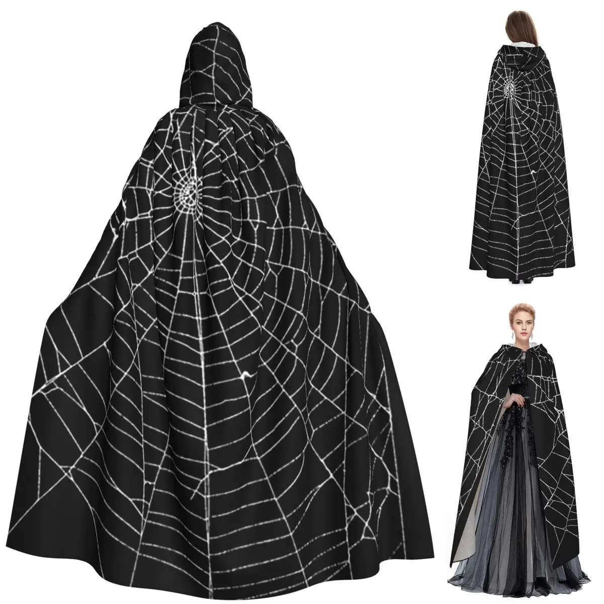 Spider Web Pattern Long Hooded Cloak Witch Medieval Costume Cosplay Cape HalloweenParty Adult Unisex
Spider Web Pattern Long Hooded Cloak Witch Medieval Costume Cosplay Cape HalloweenParty Adult Unisex