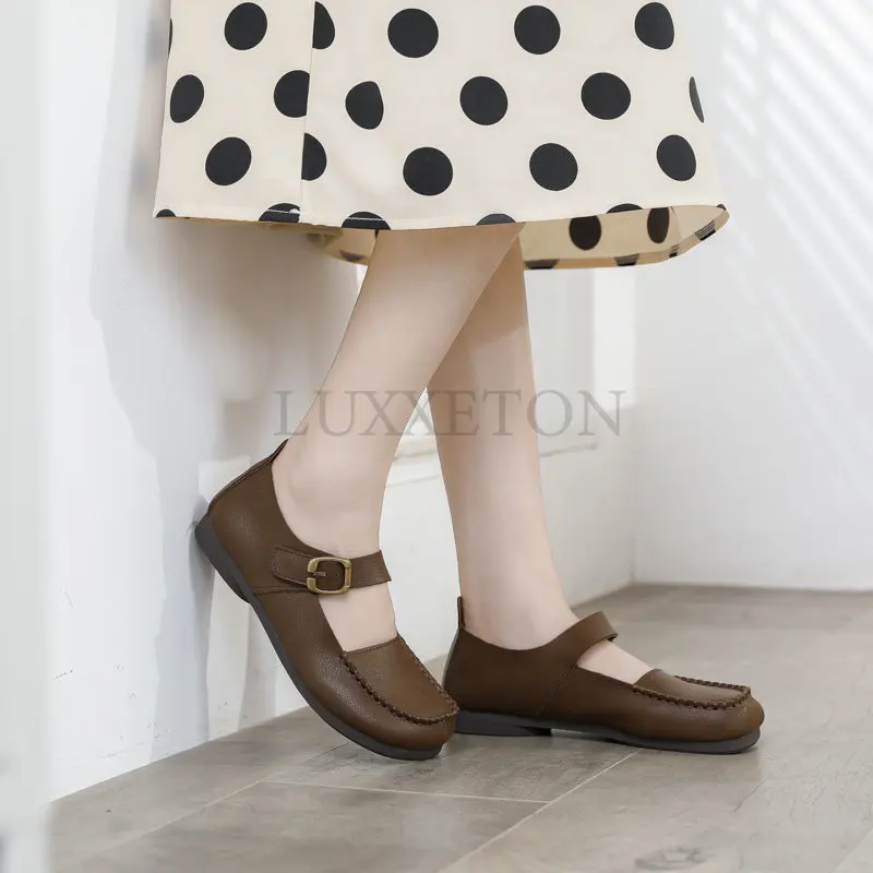 Genuine Leather Mary Jane Shoes For Women Spring Luxury Designers Handmade Sewing Soft Sole Buckle Ladies Retro Shoes
Genuine Leather Mary Jane Shoes For Women Spring Luxury Designers Handmade Sewing Soft Sole Buckle Ladies Retro Shoes