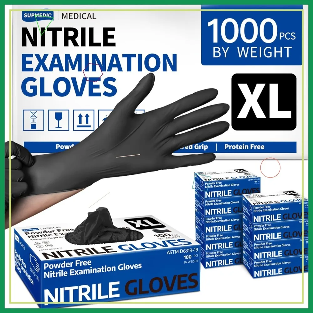 Latex-Free Powder-Free Disposable Nitrile Gloves, 1000Pcs Black for Food Safe Cleaning and Cooking
Latex-Free Powder-Free Disposable Nitrile Gloves, 1000Pcs Black for Food Safe Cleaning and Cooking