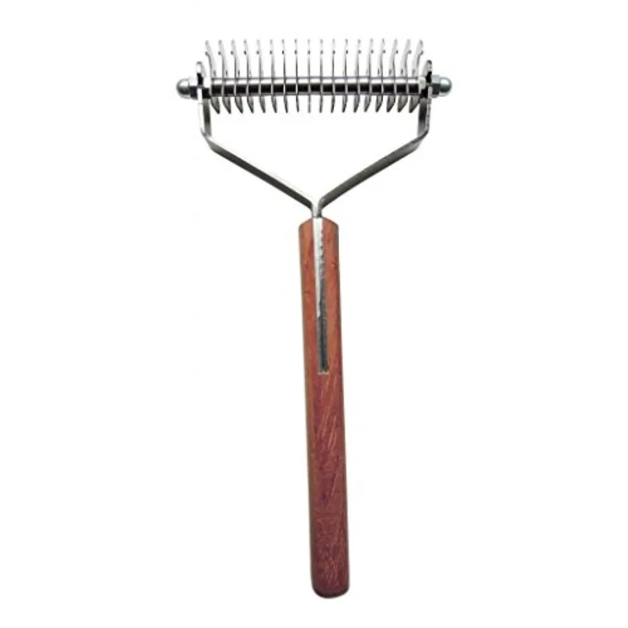 Double Wide Dematting Undercoat Grooming Rake Stripper Tool for Dogs and Cats, Stainl Steel with Wooden Handle for Thick Coats,
Double Wide Dematting Undercoat Grooming Rake Stripper Tool for Dogs and Cats, Stainl Steel with Wooden Handle for Thick Coats,
