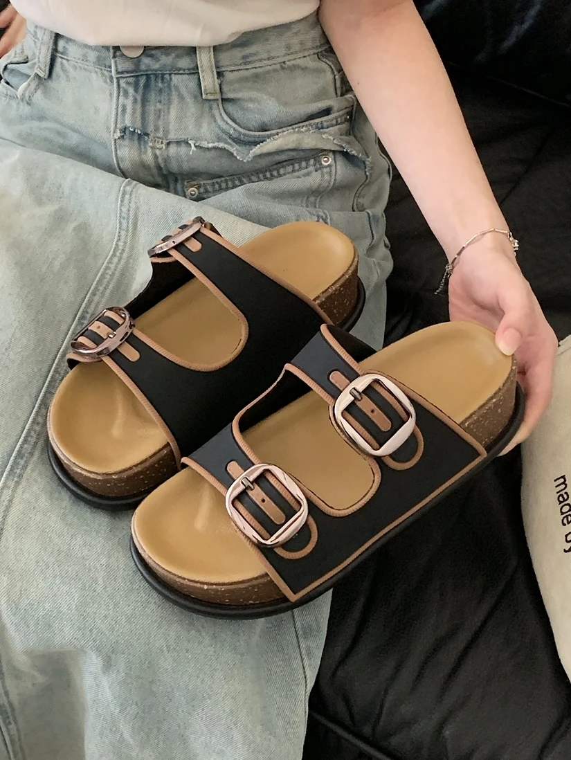 Women Cork Slippers Outdoor Height Increasing Double-sided Buckle Cool Thick Sole Slippers For Women Instagram Summer Slippers
Women Cork Slippers Outdoor Height Increasing Double-sided Buckle Cool Thick Sole Slippers For Women Instagram Summer Slippers