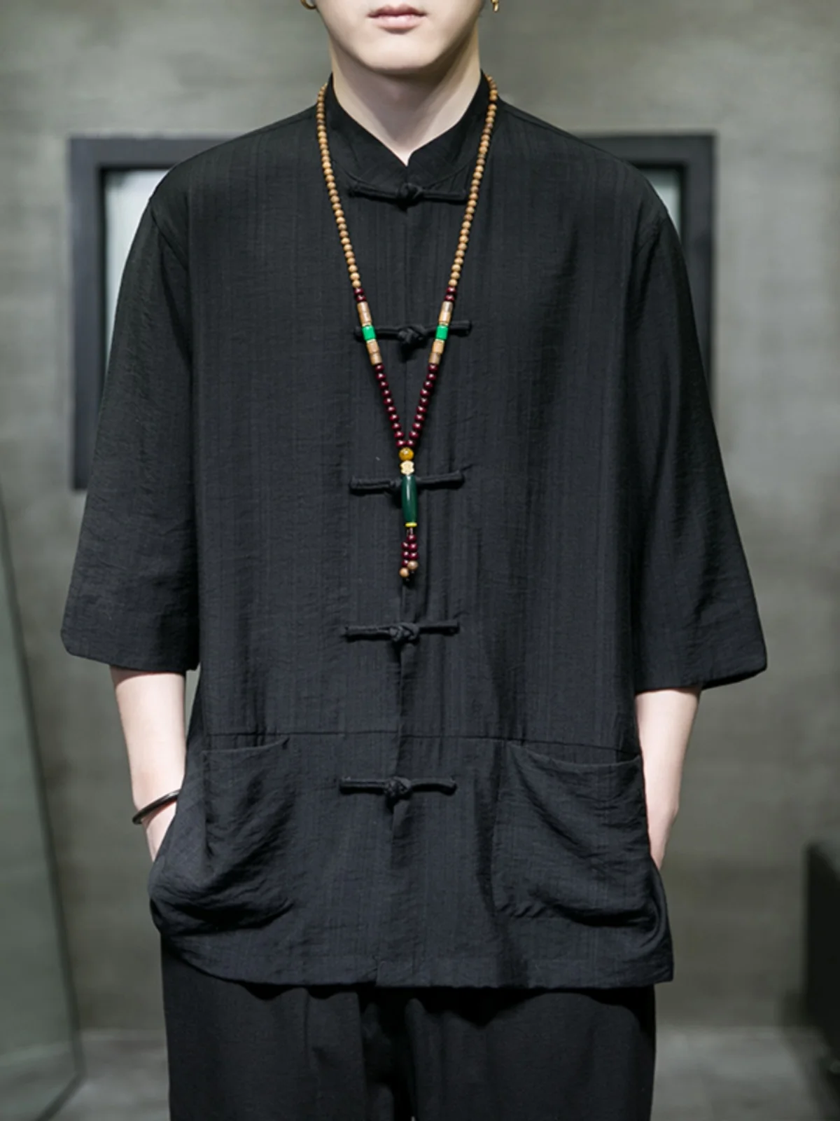 Short-Sleeve Shirt Chinese Style Breathable Men's Solid Color Three-Quarter Sleeve Hanfu Spring and Summer Loose Casual Clothing
Short-Sleeve Shirt Chinese Style Breathable Men's Solid Color Three-Quarter Sleeve Hanfu Spring and Summer Loose Casual Clothing