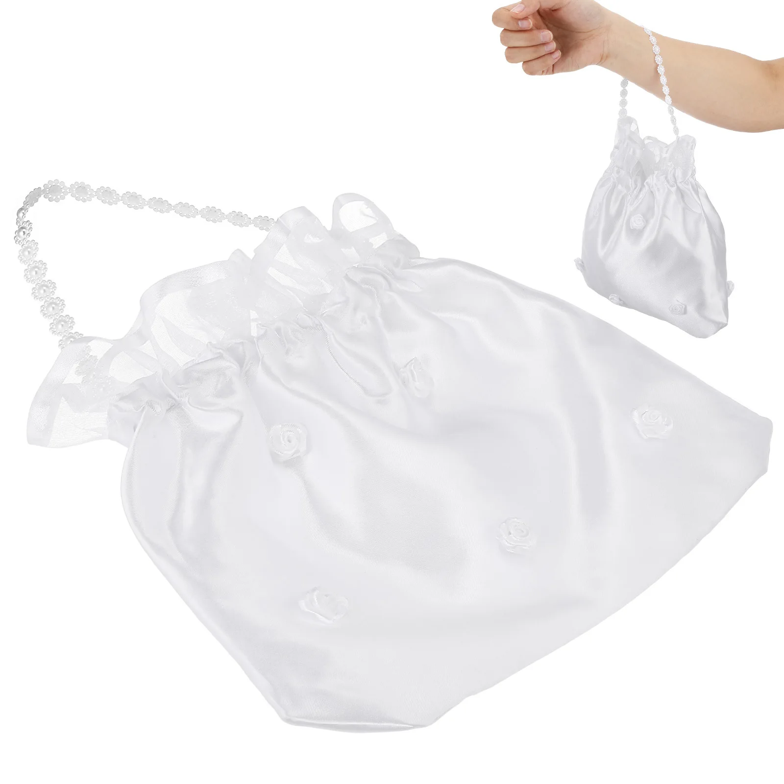 White Satin Bridal Pouch 22X21X0.5Cm Lace Flower Decor Wedding Day Essentials Bridesmaid Handbag Flower Wallet
White Satin Bridal Pouch 22X21X0.5Cm Lace Flower Decor Wedding Day Essentials Bridesmaid Handbag Flower Wallet