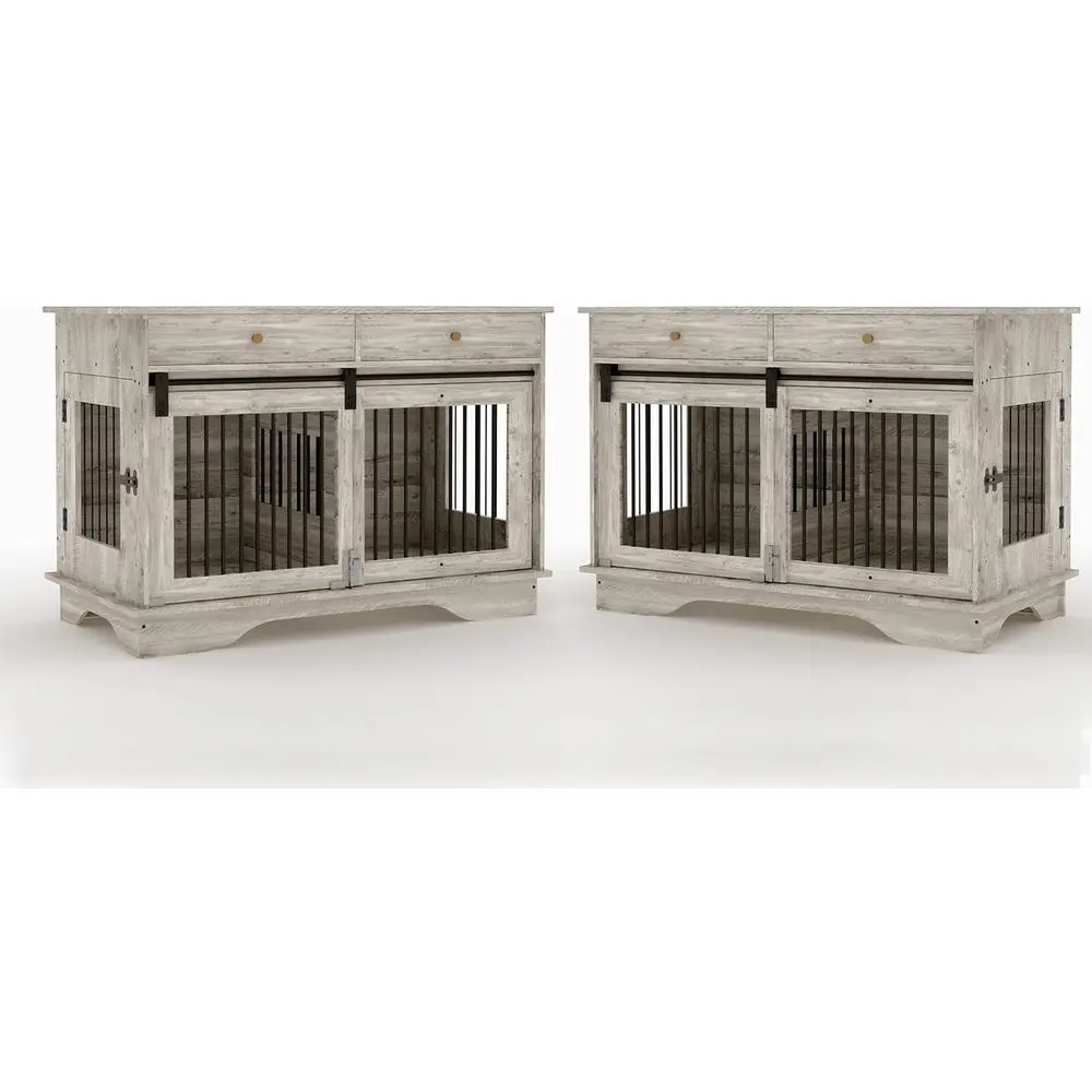 Серая двойная клетка для собак с отсеками для хранения и перегородкой, подходит для крупных, средних и мелких собак
Серая двойная клетка для собак с отсеками для хранения и перегородкой, подходит для крупных, средних и мелких собак