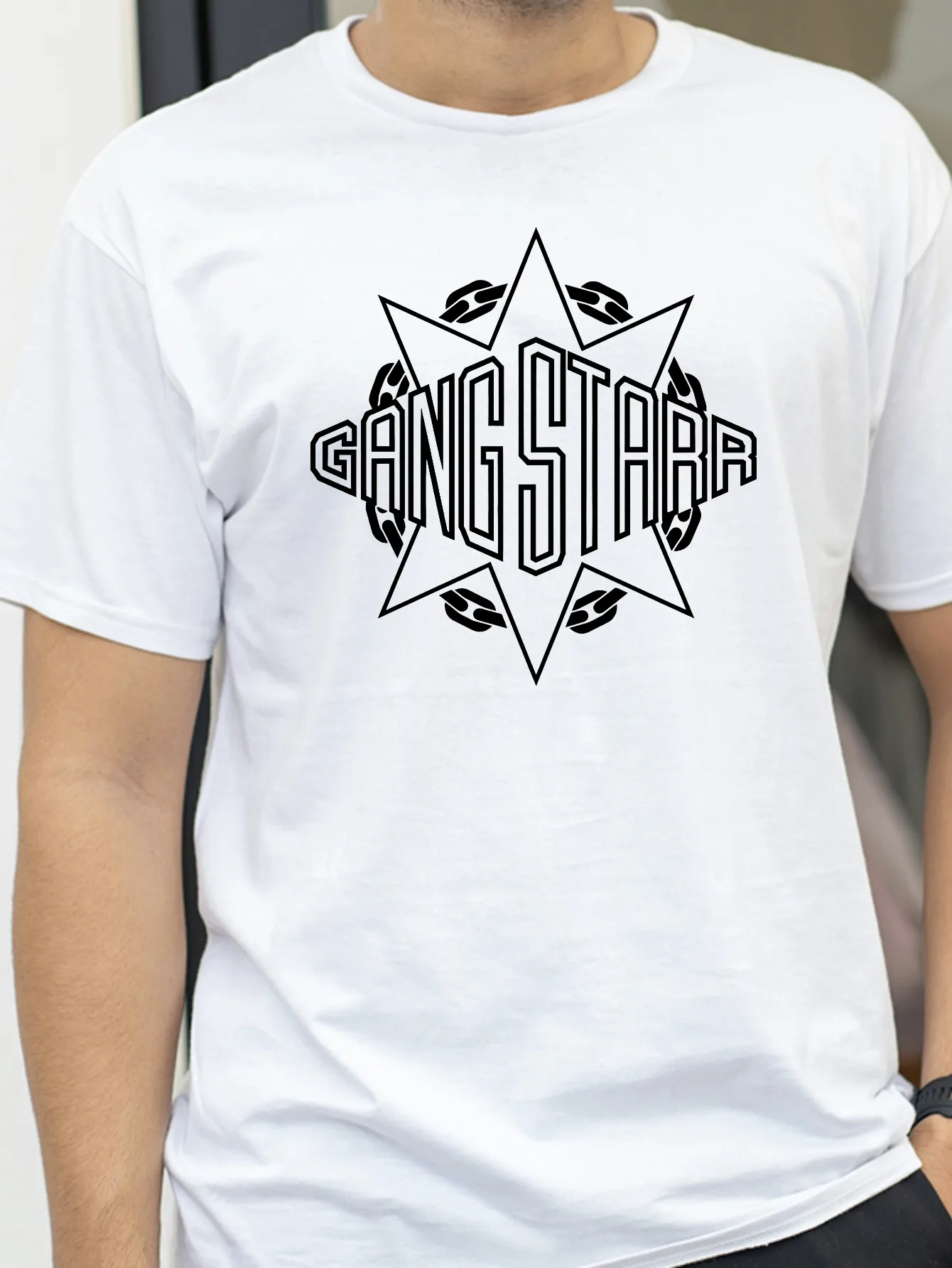 Gang Starr Logo Print T-Shirt Fashion Street Style Star Pattern Design Men's Printed Round Neck Short Sleeve Casual T-Shirt
Gang Starr Logo Print T-Shirt Fashion Street Style Star Pattern Design Men's Printed Round Neck Short Sleeve Casual T-Shirt
