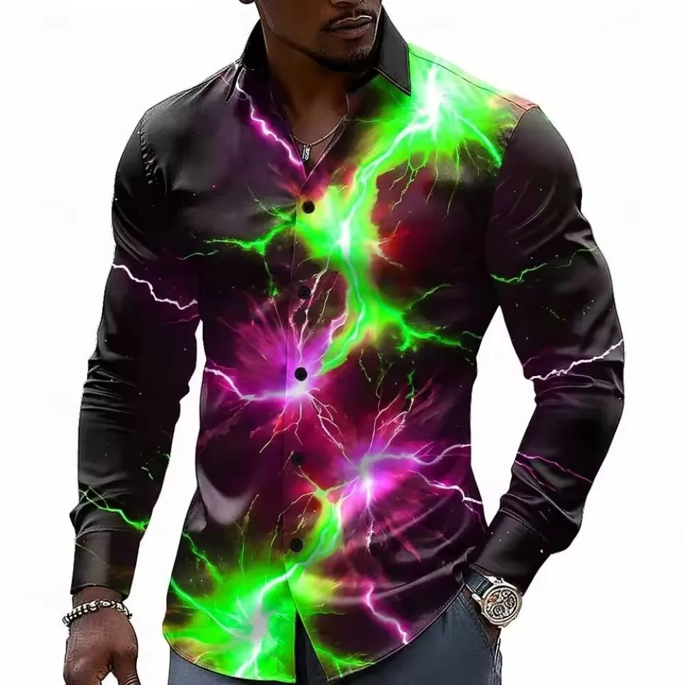 Men's Optical Illusion Lightning Dazzle Color Shirt Button Up Shirt Casual Long Sleeve Fashion Casual Streetwear Vacation Spring
Men's Optical Illusion Lightning Dazzle Color Shirt Button Up Shirt Casual Long Sleeve Fashion Casual Streetwear Vacation Spring
