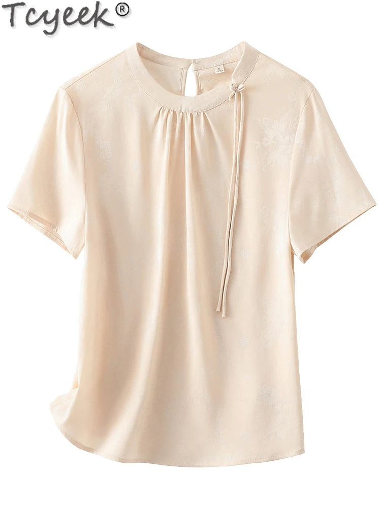 Tcyeek Blouses for Women Summer Clothing Fashion 91% Mulberry Silk Top 2024 Solid Color Women's Elegant Blouse Short Sleeve
Tcyeek Blouses for Women Summer Clothing Fashion 91% Mulberry Silk Top 2024 Solid Color Women's Elegant Blouse Short Sleeve