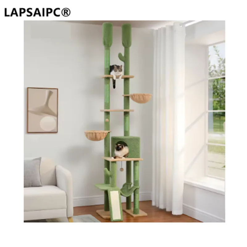Cactus Cat Tree Floor to Ceiling Cat Tower 7 Tiers Cat Climbing Tree with Cozy Hammocks and Condos 5 Platforms Scratching Posts
Cactus Cat Tree Floor to Ceiling Cat Tower 7 Tiers Cat Climbing Tree with Cozy Hammocks and Condos 5 Platforms Scratching Posts