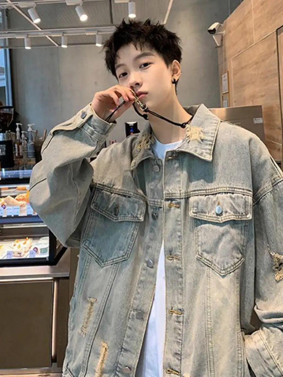 Yellow Mud Color Men's Spring Autumn Denim Jaet Hole Design Casual Cool American Retro Sle Street Faion Outerwear
Yellow Mud Color Men's Spring Autumn Denim Jaet Hole Design Casual Cool American Retro Sle Street Faion Outerwear