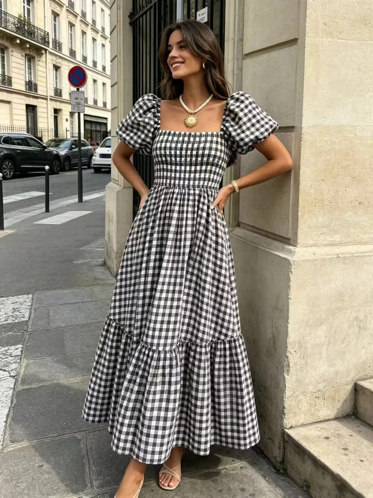 2026 Spring Summer New Women's Plaid Elegant Boho Casual Bubble Sleeve Ruffle Hem Pleated Dress, Perfect for Concerts, Valentine
2026 Spring Summer New Women's Plaid Elegant Boho Casual Bubble Sleeve Ruffle Hem Pleated Dress, Perfect for Concerts, Valentine