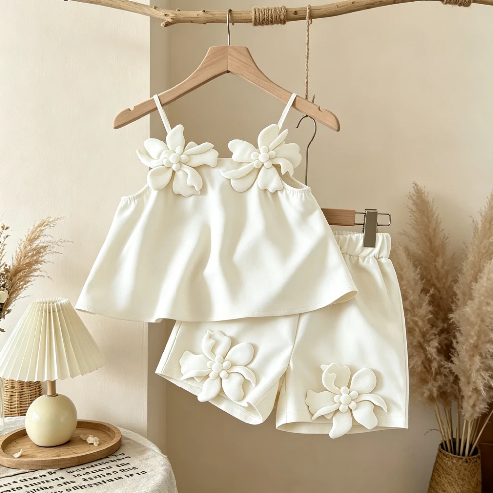 6 Months -12 Months Baby Clothing Korean Version 2026 Summer Pink Beige Baby Girl Outfit Set 3D Flower Suspender Top + Shorts
6 Months -12 Months Baby Clothing Korean Version 2026 Summer Pink Beige Baby Girl Outfit Set 3D Flower Suspender Top + Shorts