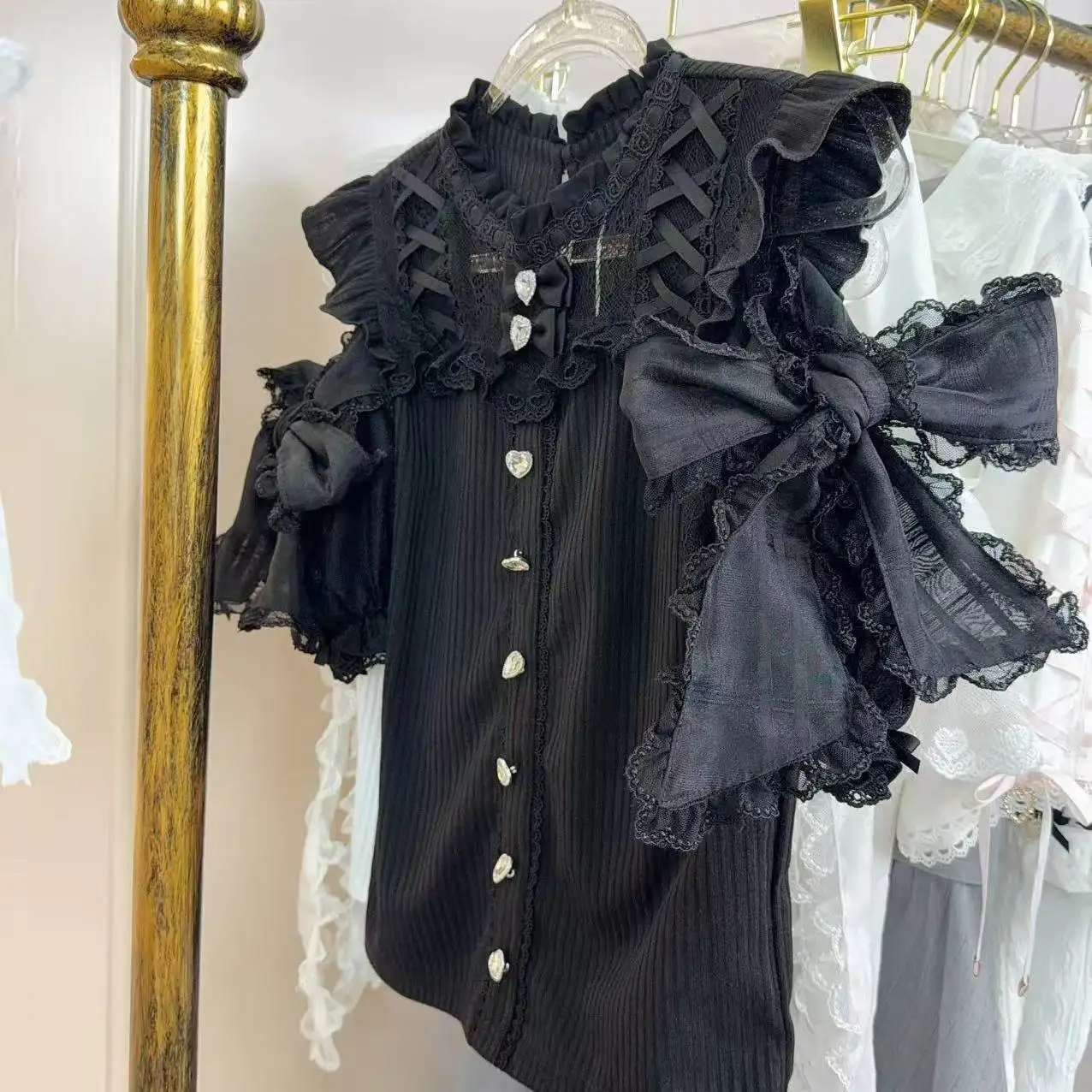 Lolita Top Japanese Style Sweet Short-sleeve T-shirt Cute Tie-up Bowknot Lace Girls Casual Tee Solid Color Women's Tops Summer
Lolita Top Japanese Style Sweet Short-sleeve T-shirt Cute Tie-up Bowknot Lace Girls Casual Tee Solid Color Women's Tops Summer
