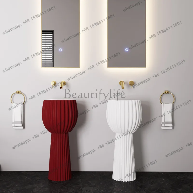 Artificial stone column basin, Nordic wind, fold and texture integrated designer creative floor-to-ceiling sink
Artificial stone column basin, Nordic wind, fold and texture integrated designer creative floor-to-ceiling sink