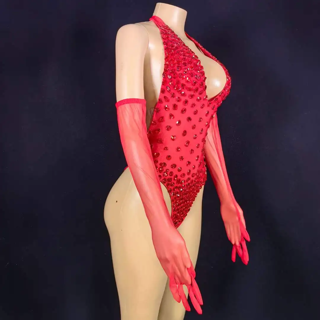 Pageant Show Women Sexy Sparkly Backless Rhinestone Bodysuits Pole Dance Club Night Performance Stage Wear With Gloves
Pageant Show Women Sexy Sparkly Backless Rhinestone Bodysuits Pole Dance Club Night Performance Stage Wear With Gloves