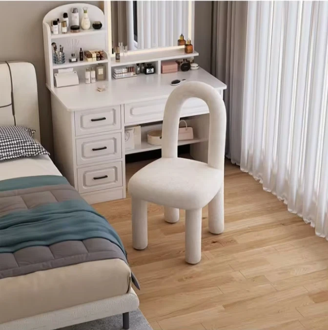 Home Furniture Bedroom Boho Colorful Fleece Dressing Chair Living Room Sofa Side Chair Stools Hotel Salon Makeup Chairs
Home Furniture Bedroom Boho Colorful Fleece Dressing Chair Living Room Sofa Side Chair Stools Hotel Salon Makeup Chairs