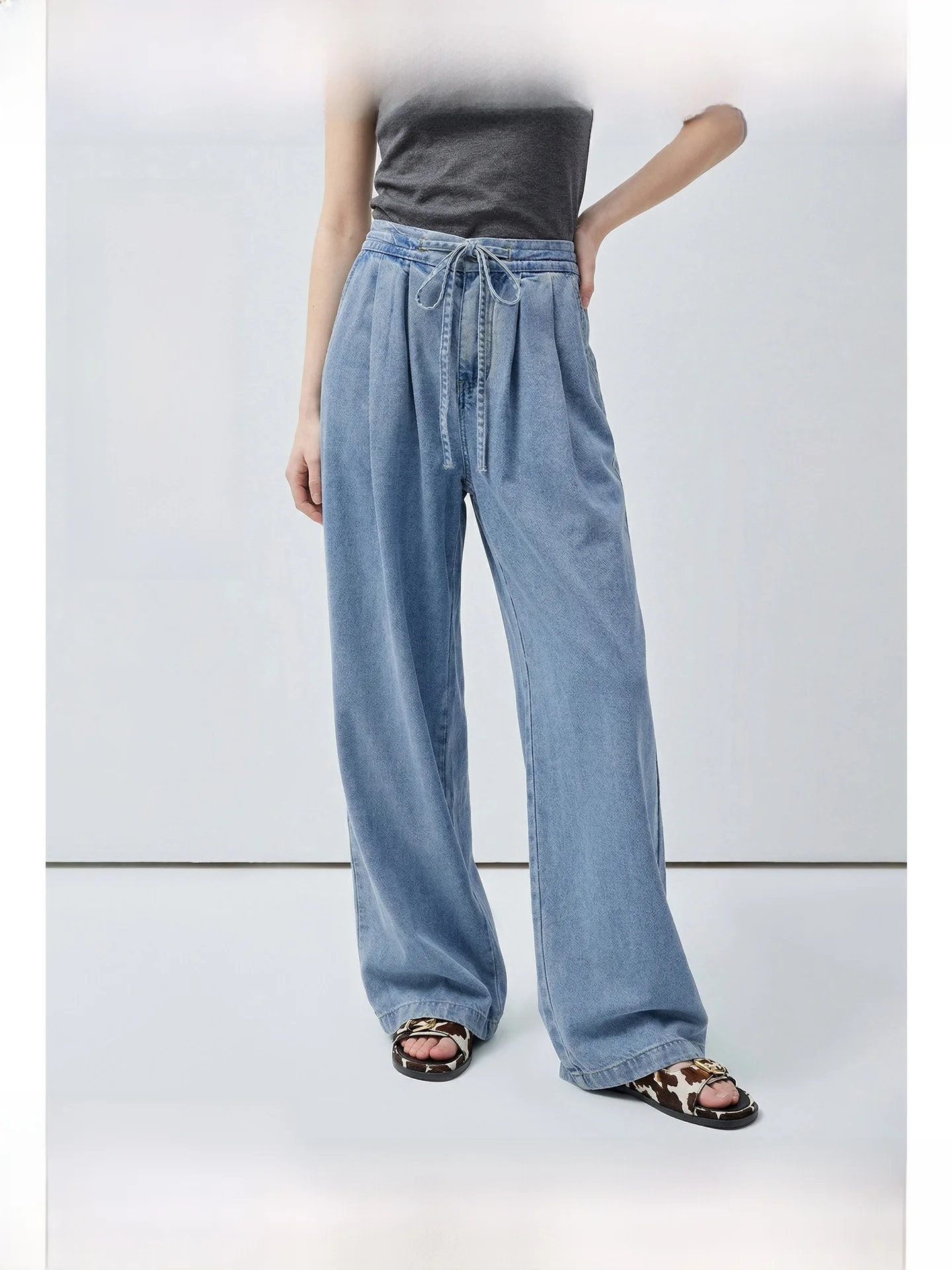 High Waist Wide Leg Drawstring Denim Jeans for plus Size Women Summer New Style Rui Ge Sweet Style Loose Fit Straight Tube Pants
High Waist Wide Leg Drawstring Denim Jeans for plus Size Women Summer New Style Rui Ge Sweet Style Loose Fit Straight Tube Pants