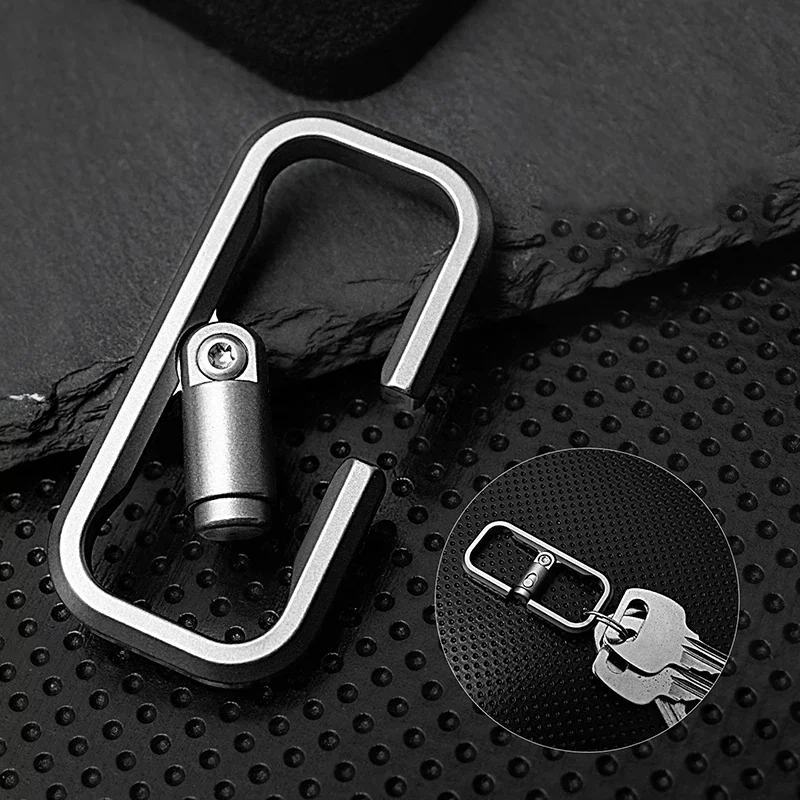 Keychain Titanium Alloy Carabiner Accessory – Edc Mini Rectangular Key Ring with Locking Switch- Lightweight, Durable