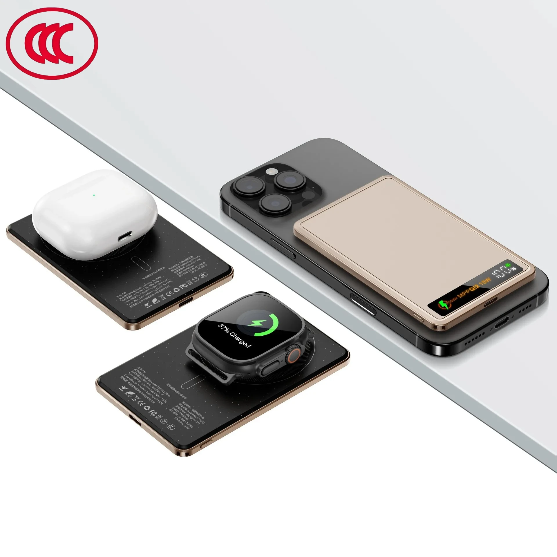 Сертифицированный CCC, стандарт Китая, цветной экран 3IN1, 5000 мАч, быстрый внешний аккумулятор для магнитной беспроводной внешней батареи MagSafe
Сертифицированный CCC, стандарт Китая, цветной экран 3IN1, 5000 мАч, быстрый внешний аккумулятор для магнитной беспроводной внешней батареи MagSafe