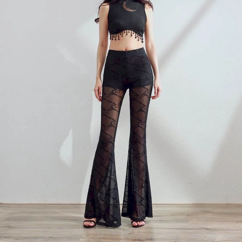 Flare Pants for Women Sexy Black Flocking 2026 Summer Harajuku High-stretch Thin See-through Sexy Body-hugging Fashion Trousers
Flare Pants for Women Sexy Black Flocking 2026 Summer Harajuku High-stretch Thin See-through Sexy Body-hugging Fashion Trousers