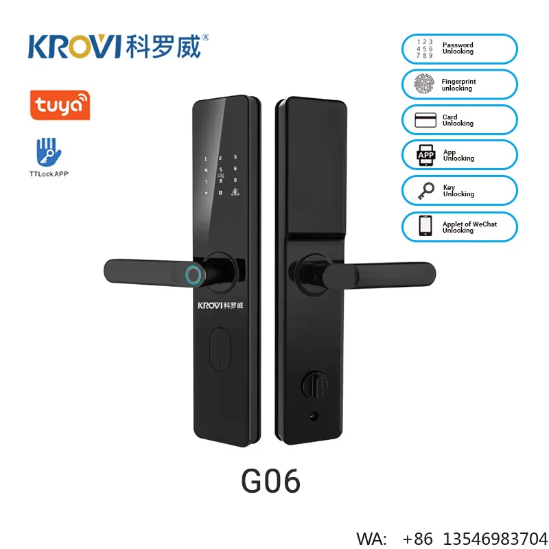 KROVI Smart Home Security Door Lock Tuya Wifi Electronic Fingerprint Card Smart Lock Password App Compatible TTLOCK App
KROVI Smart Home Security Door Lock Tuya Wifi Electronic Fingerprint Card Smart Lock Password App Compatible TTLOCK App