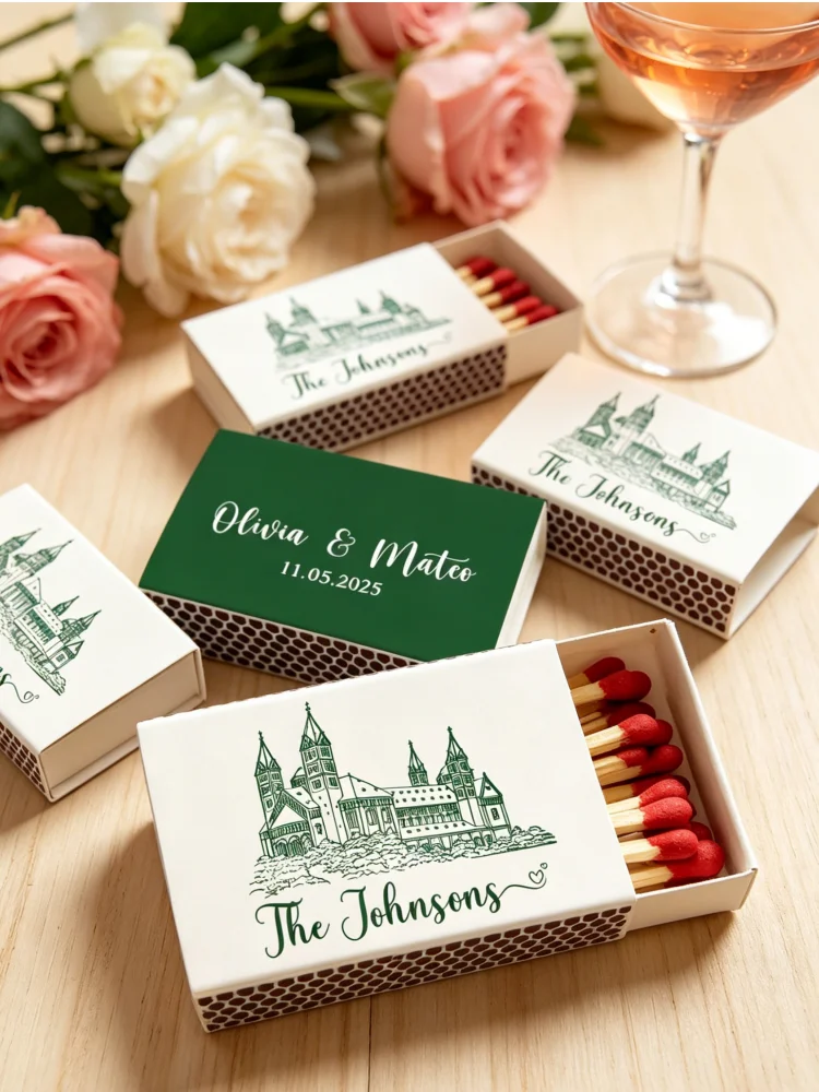 Personalized Sketch Wedding Matchboxes, Custom Venue Design Matchboxes, Guest Gifts for Wedding Reception & Destination Parties
Personalized Sketch Wedding Matchboxes, Custom Venue Design Matchboxes, Guest Gifts for Wedding Reception & Destination Parties
