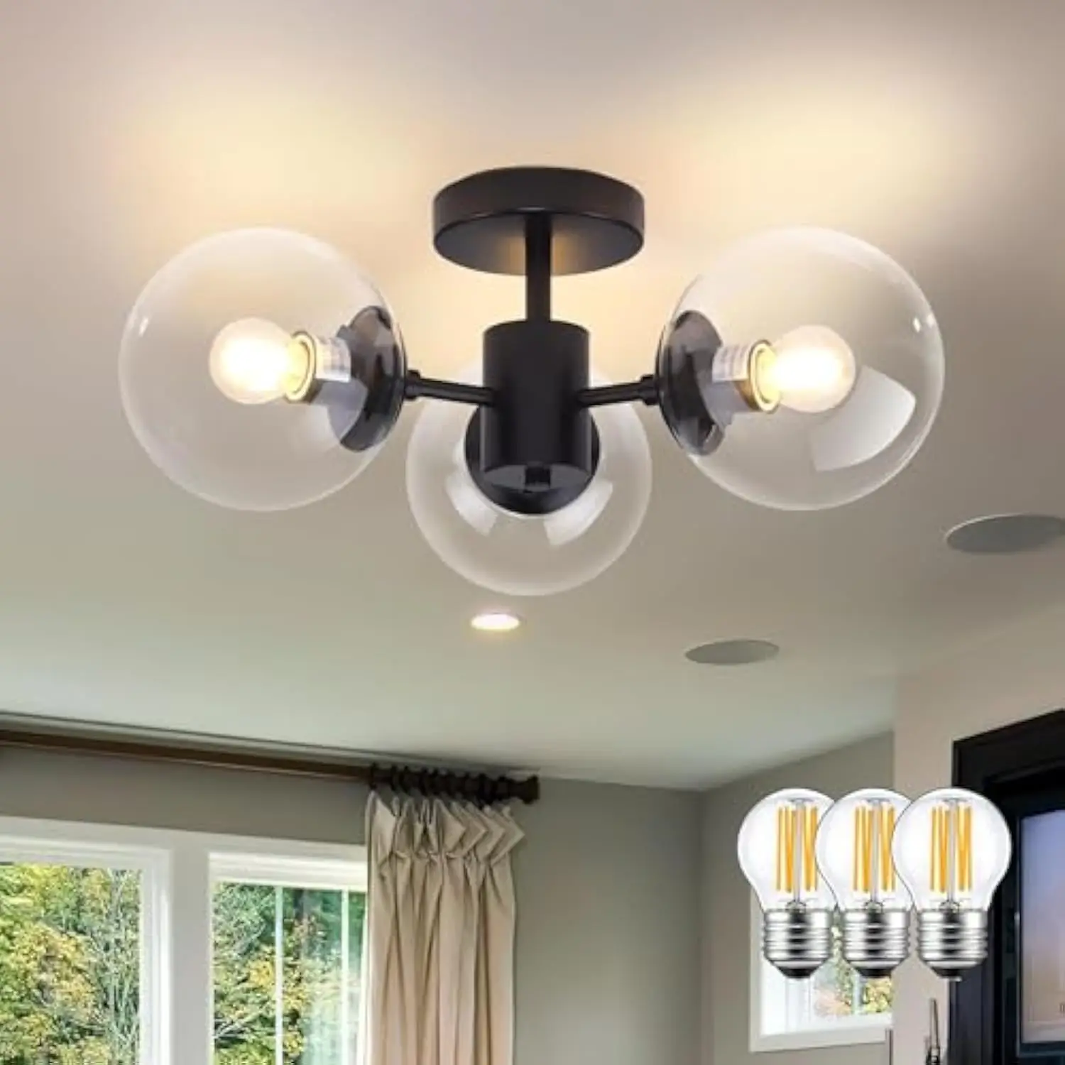 Mid Century 3 Light Прозрачный глобус Стеклянная черная люстра 19-дюймовый современный черный полузаподлицо Потолочный светильник Современный светильник
Mid Century 3 Light Прозрачный глобус Стеклянная черная люстра 19-дюймовый современный черный полузаподлицо Потолочный светильник Современный светильник
