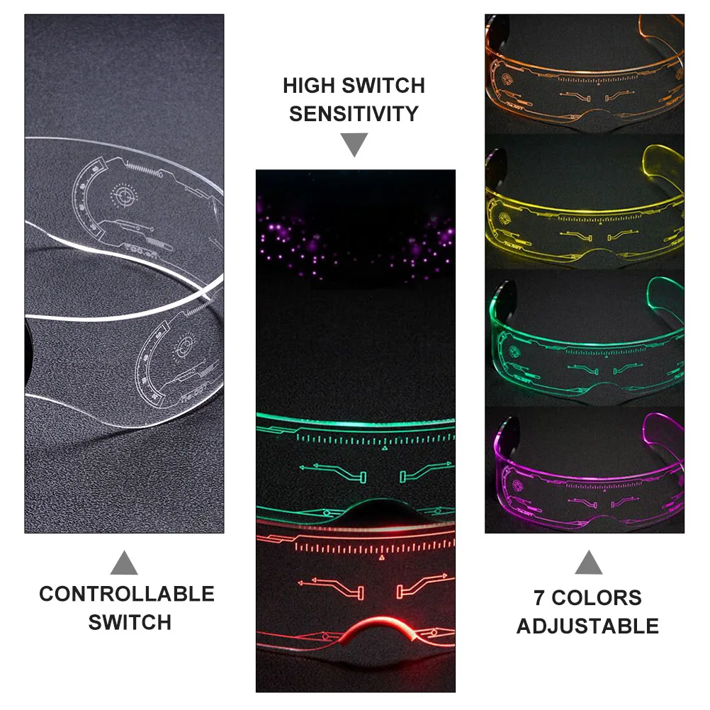 Glowing Glasses Acrylic Unisex LED Eyeglasses Flashing Luminous Party Celebration Accessories Seven Colors Lighting Effects
Glowing Glasses Acrylic Unisex LED Eyeglasses Flashing Luminous Party Celebration Accessories Seven Colors Lighting Effects